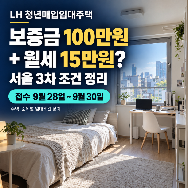 '보증금 100만원+월세 15만원?' LH청년매입임대주택 서울3차 조건정리