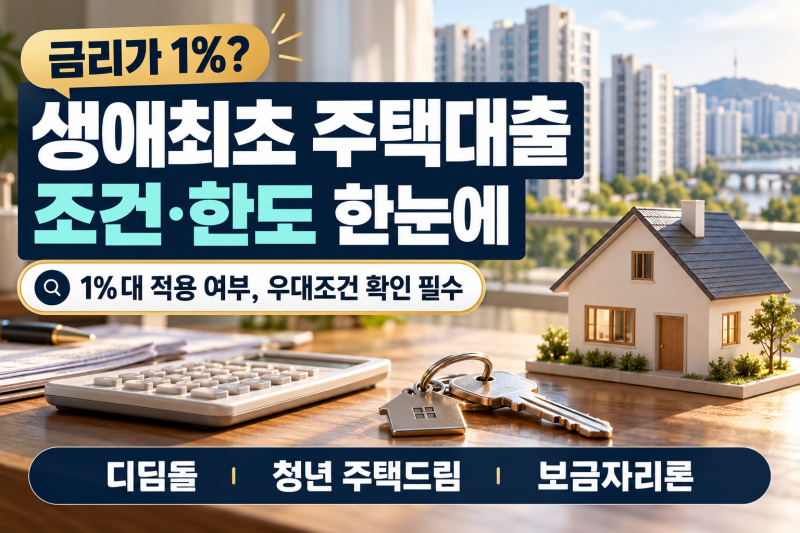'금리가 1%?' 내생애최초 주택대출 조건&한도 한눈에(+디딤돌 나이 이자 첫 청년)