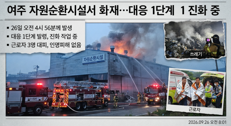 [사회/사건사고] 여주 자원순환시설서 화재 발생…대응 1단계 발령 속 진화 중