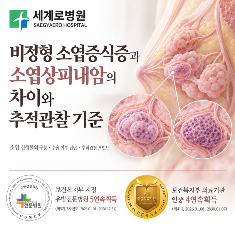 비정형 소엽증식증과 소엽상피내암의 차이와 추적관찰 기준