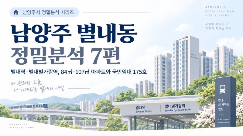 [남양주 별내동 정밀분석 7편｜별내역·별내별가람역, 84㎡·107㎡ 아파트와 국민임대 175호.]