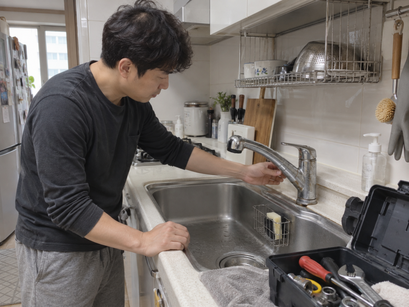 원홀 싱크대 수전 셀프 교체 방법, 철거부터 누수 확인까지