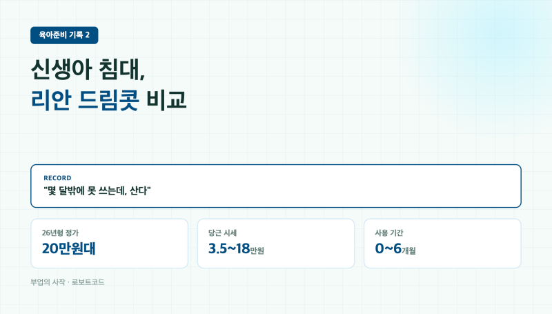 신생아 침대 리안 드림콧, 새것 vs 당근 비교