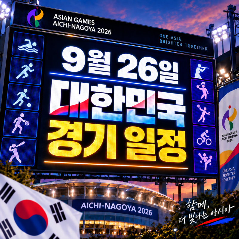 2026 아시안게임 9월 26일 한국 경기 일정 총정리