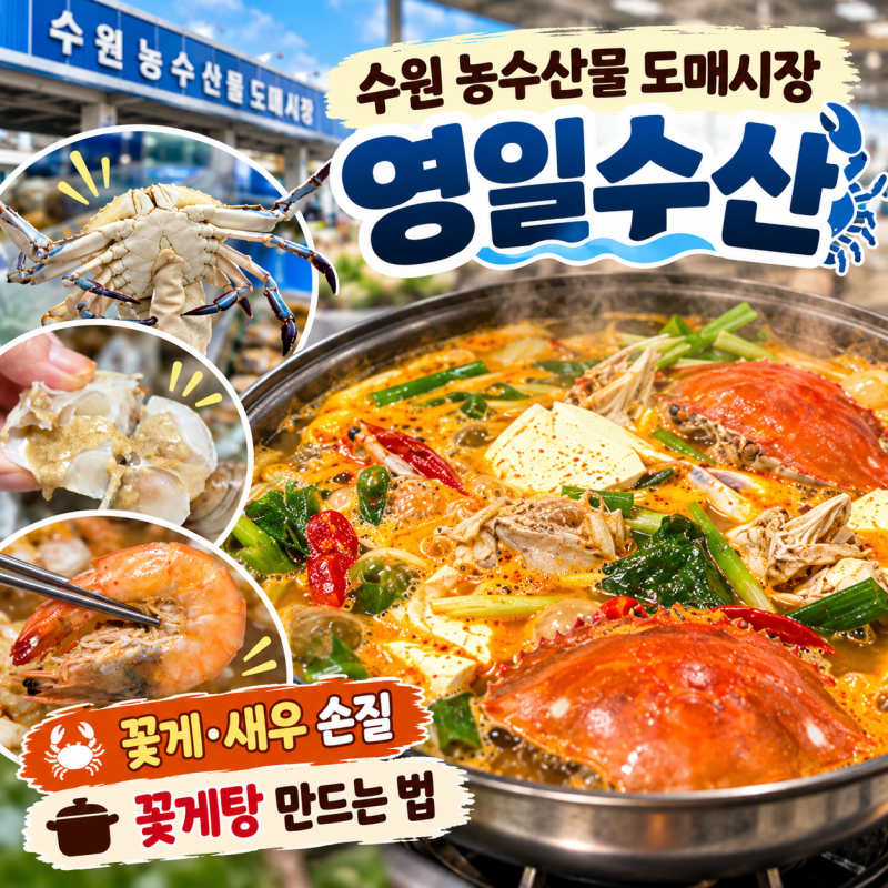 수원 농수산물 도매시장 영일수산｜꽃게 ·새우 손질과 꽃게탕 만드는 법