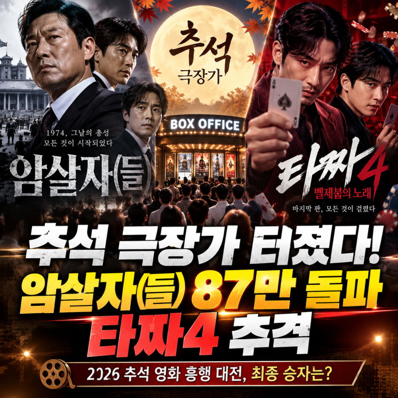 추석 극장가 터졌다…‘암살자(들)’ 87만 돌파, ‘타짜4’ 추격