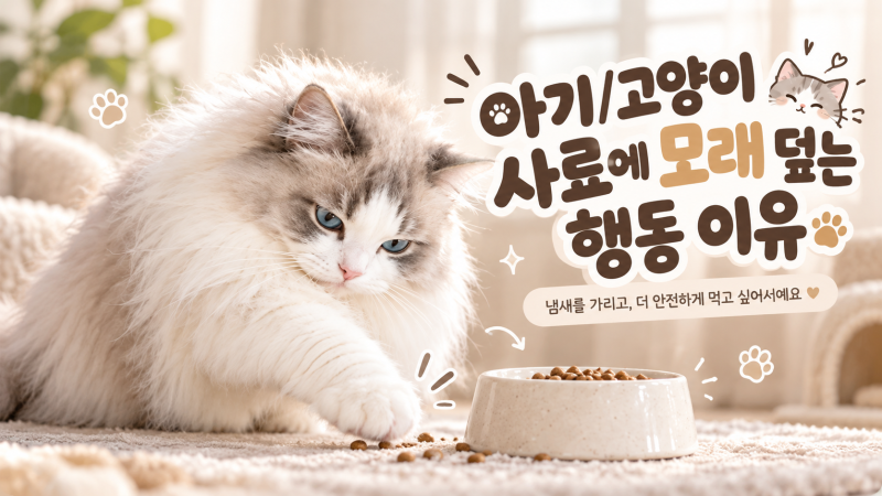 아기 고양이 사료 밥에 모래 덮는 행동, 먹기 싫어서 하는 걸까?
