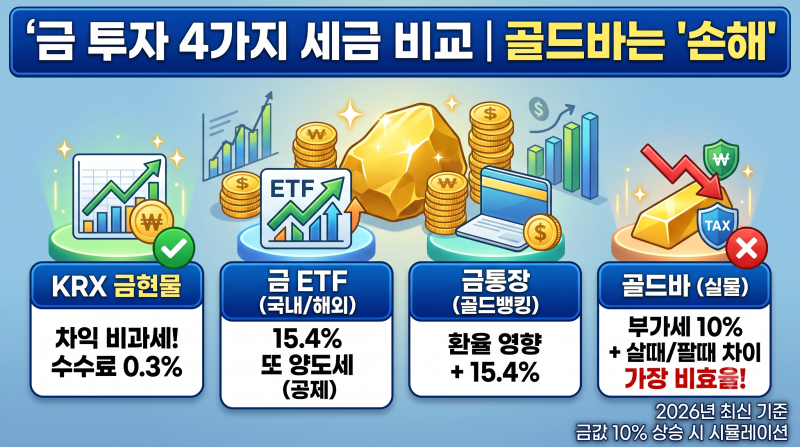 금 투자 방법 4가지 세금 비교 | 금값 10% 올라도 골드바는 7% 손해입니다