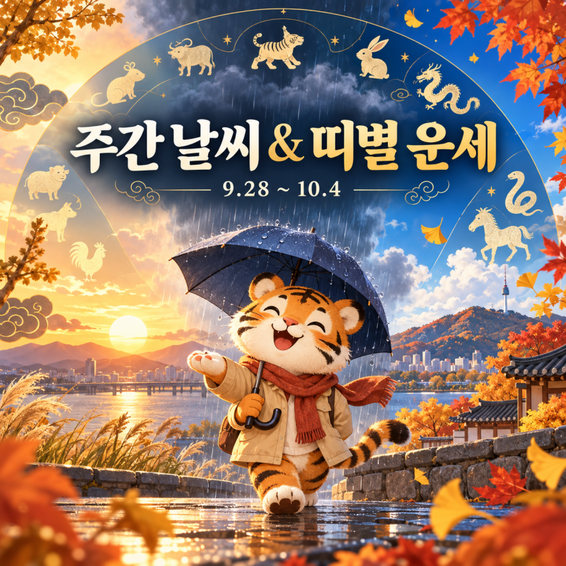[10월 첫 주] 전국 주간날씨 & 띠별 주간운세｜수요일 비 뒤 기온 뚝, 이번 주 웃는 띠는?