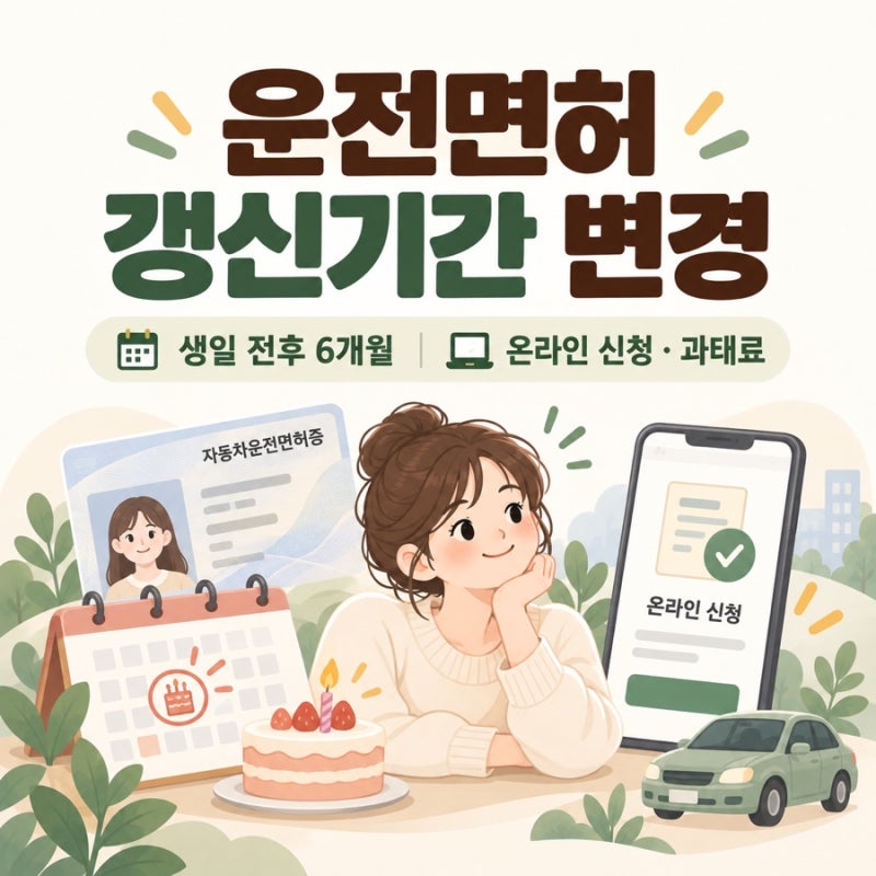 운전면허 갱신·적성검사 기간 바뀌었습니다｜생일 전후 6개월·온라인 신청·과태료