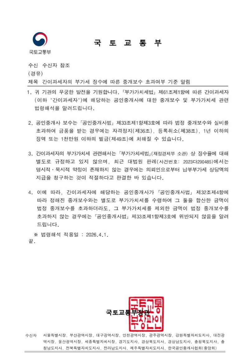 공인중개사 간이과세자, 부가세 4%인가요 10%인가요