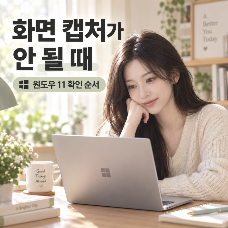 윈도우 11 화면 캡처가 안 될 때, Win+Shift+S부터 저장 위치까지 확인하기