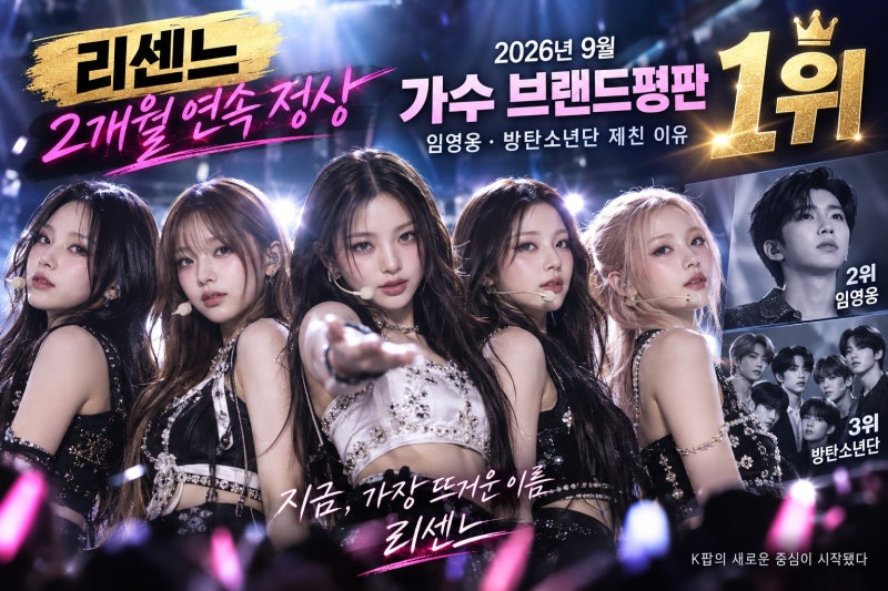 2026년 9월 가수 브랜드평판 1위 리센느, 임영웅·방탄소년단 제친 이유