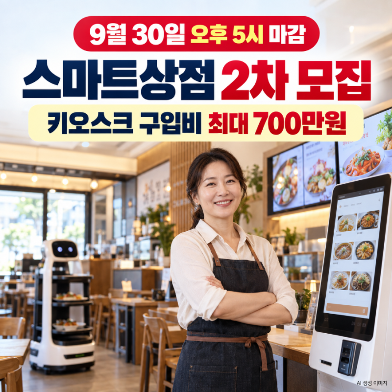 키오스크 구입비 최대 700만 원 지원! 9월 30일 마감 ‘소상공인 스마트상점’ 2차 신청 총정리