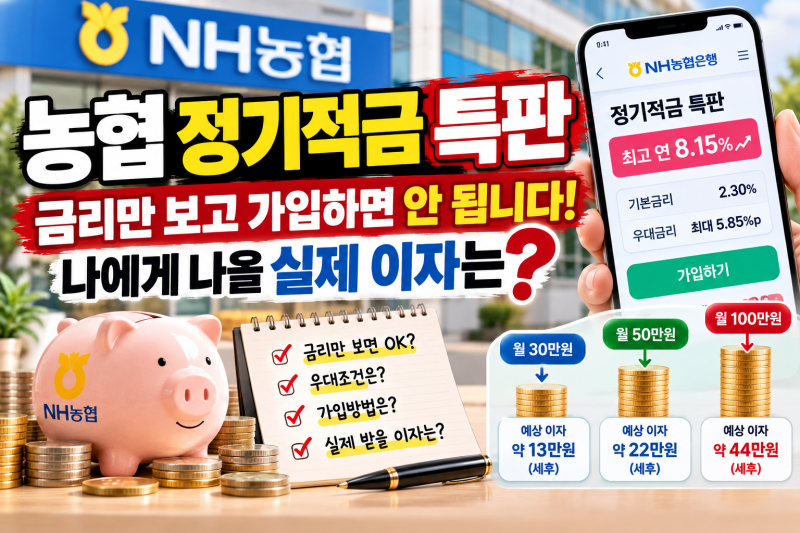 농협 정기적금 특판, 금리만 보고 가입하면 안 됩니다! 나에게 나올 실제 이자는?
