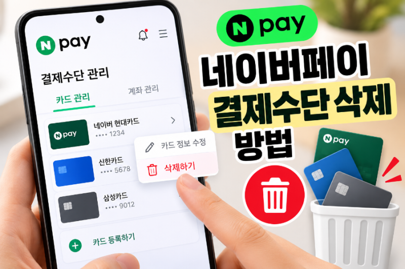 네이버페이 결제수단 삭제 방법｜등록 카드·계좌 삭제 안될 때 확인