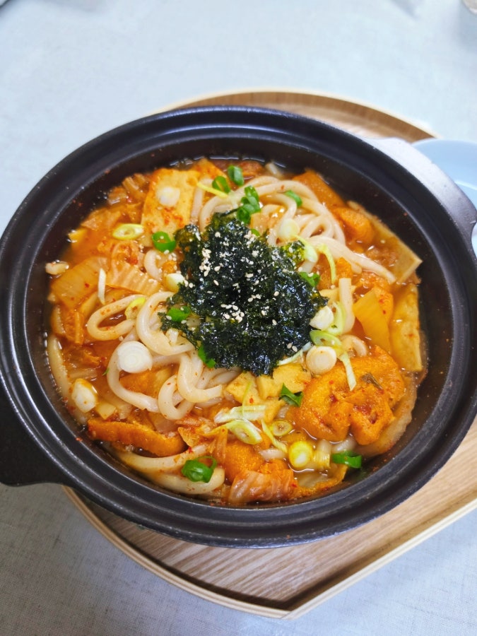 김치 우동 만들기 명절끝 개운한 음식 면요리 김치요리