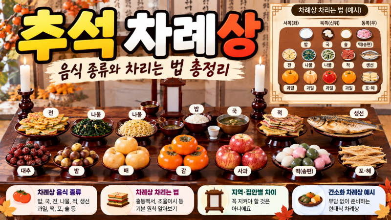 추석 차례상 차리는 법｜음식 종류·놓는 위치부터 간소화 차례상까지 총정리