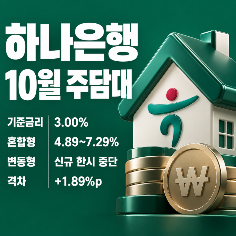 "이 산이 아닌가벼" 10월 하나은행 주택담보대출 금리, 변동형 막힌 이유