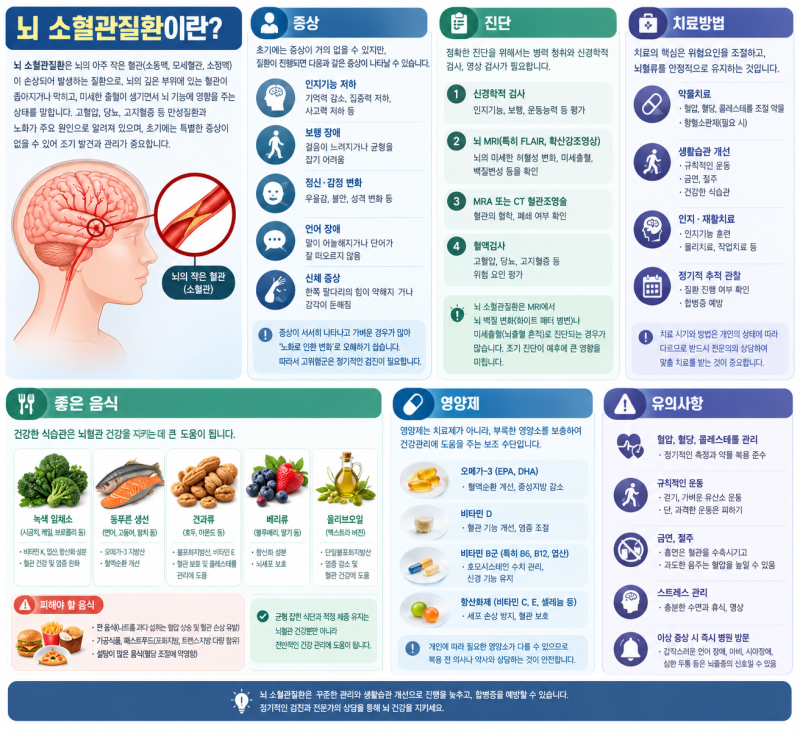 뇌 소혈관질환 증상부터 진단, 치료, 좋은 음식과 영양제까지
