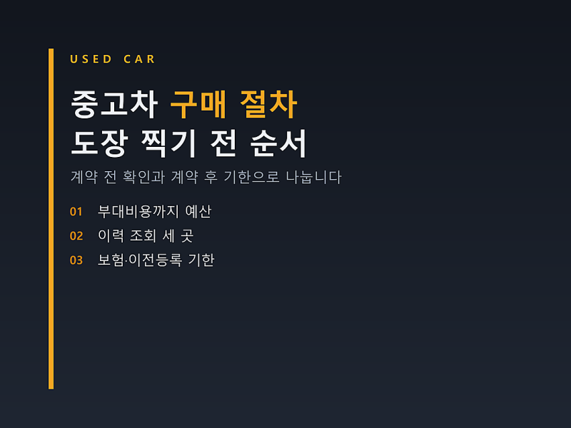 중고차 구매 절차, 계약서에 도장 찍기 전 확인할 순서