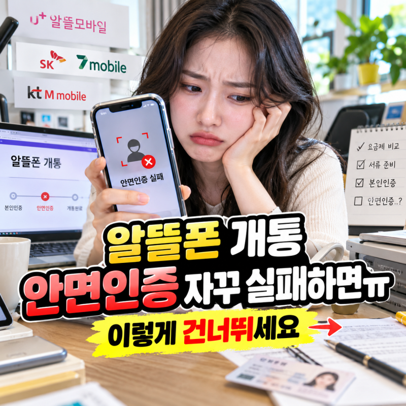 알뜰폰 안면인증 실패, 휴대폰 개통 자꾸 안 넘어가면ㅠ 이렇게 건너뛰세요