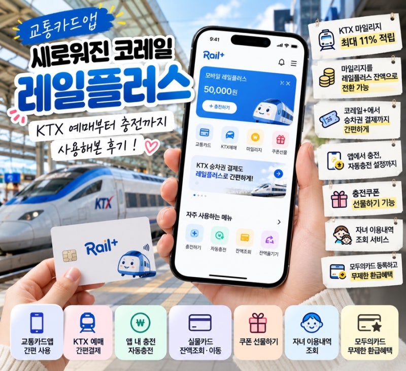 교통카드앱 새로워진 코레일 레일플러스, KTX 예매부터 충전까지 사용해본 후기