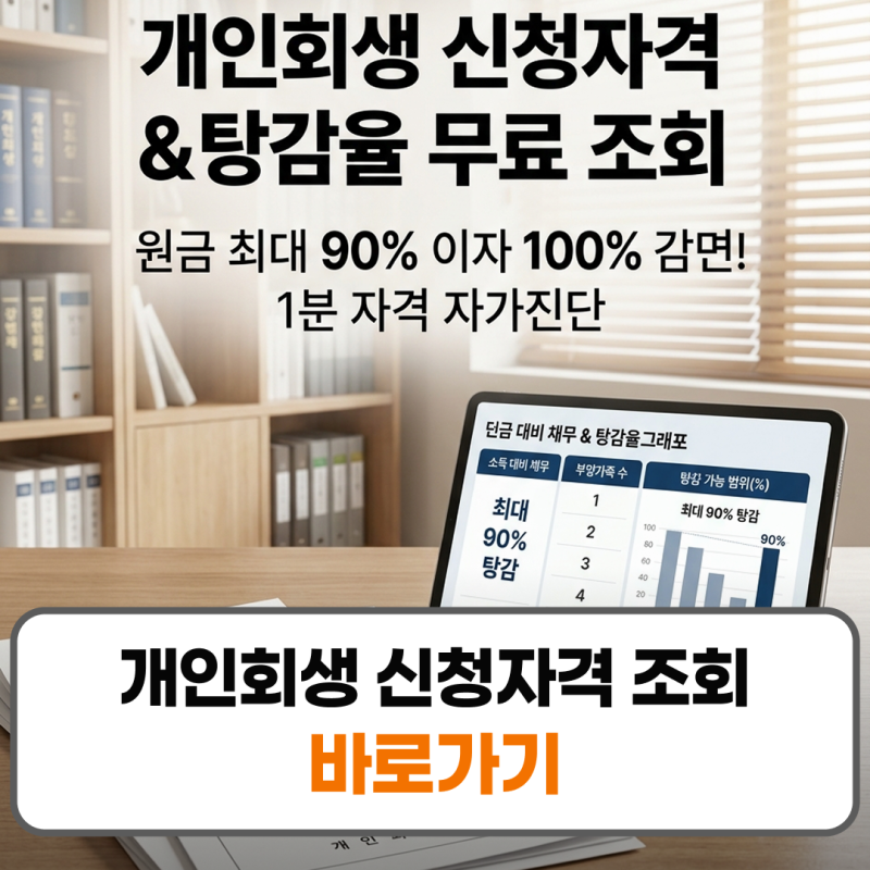 개인회생 신청자격 조회 조건 탕감율 셀프확인