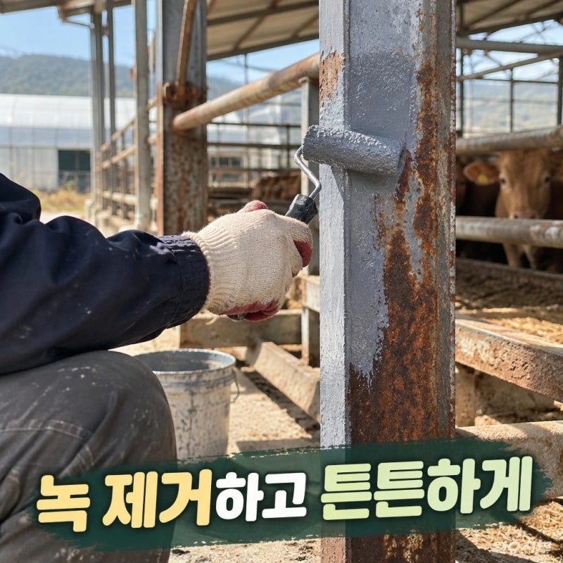 농장 철제 구조물 녹 제거와 페인트 보수법