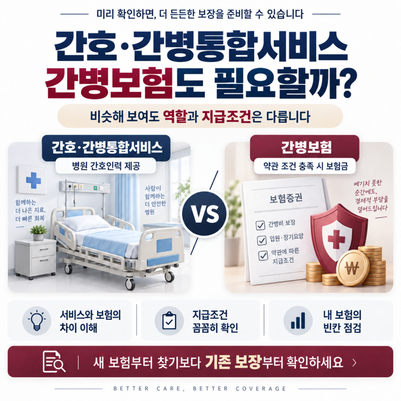 간호간병통합서비스 있으면 간병인보험 필요 없을까? 차이 쉽게 정리