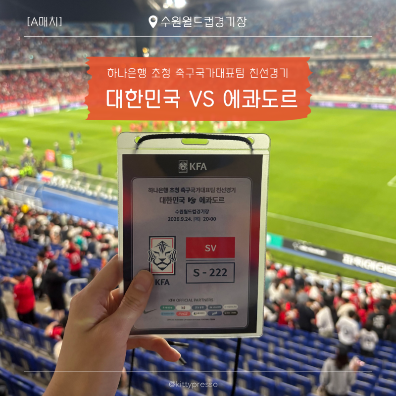 한국 에콰도르 A매치 직관 후기 | 수원월드컵경기장 축구국가대표팀 친선경기