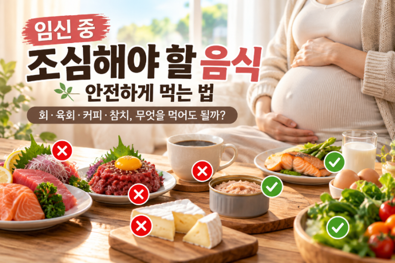 임신 중 조심해야 할 음식 총정리, 회·육회·커피·참치 안전하게 먹는 법