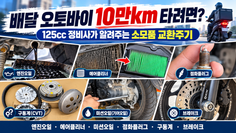 배달 오토바이 10만 km 타려면?｜125cc 정비사가 알려주는 소모품 교환주기