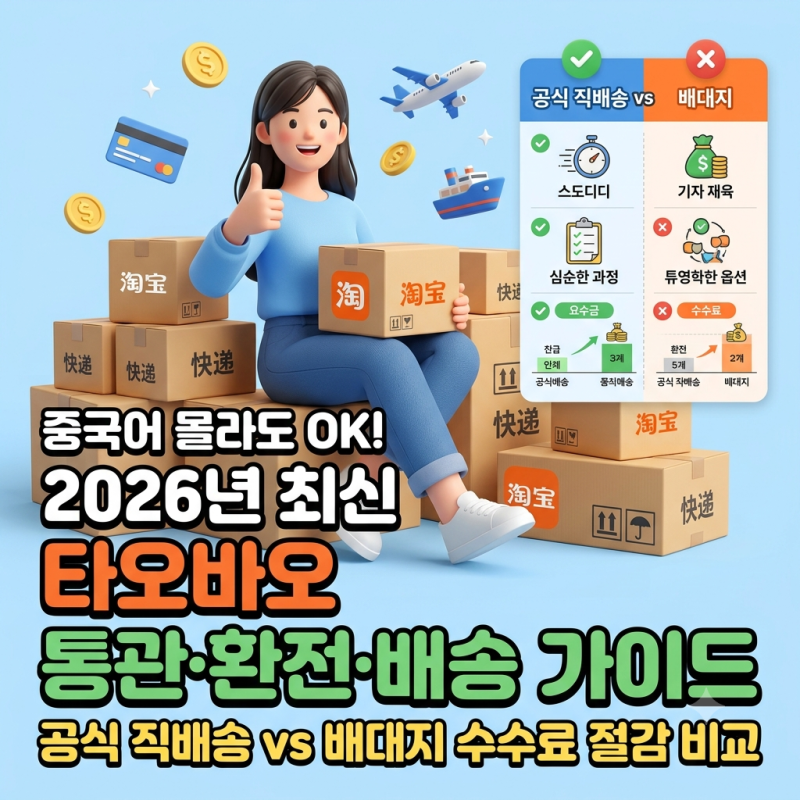 중국어 몰라도 OK! 2026년 최신 타오바오 통관·환전·배송가이드 공식 직배송 vs 배대지 수수료....