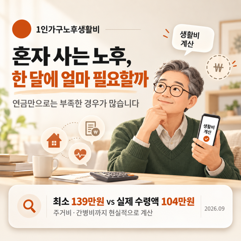 노후 1인 가구 생활비 얼마 필요할까 — 주거비·간병비까지 현실 계산