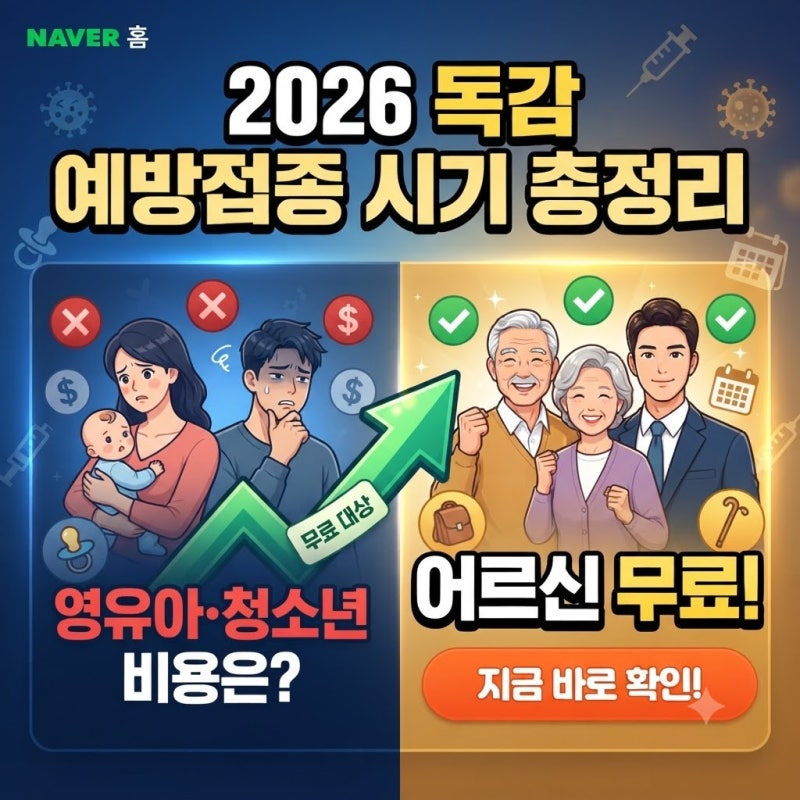 2026 독감 예방접종 시기 총정리: 영유아부터 어르신까지 세대별 무료 대상과 비용은?