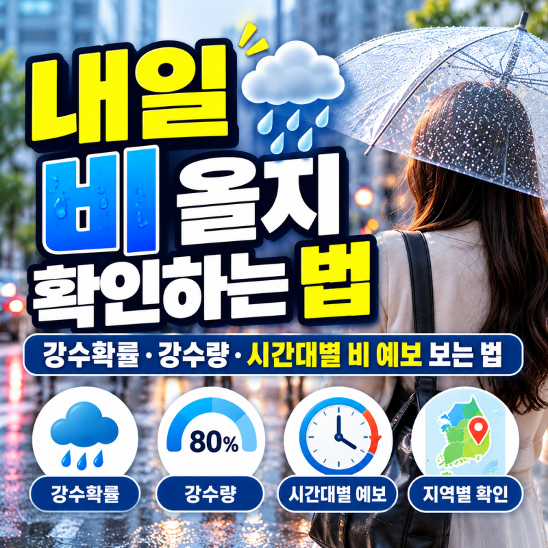 내일 비 올지 확인하는 법｜강수확률·강수량·시간대별 비 예보 보는 법