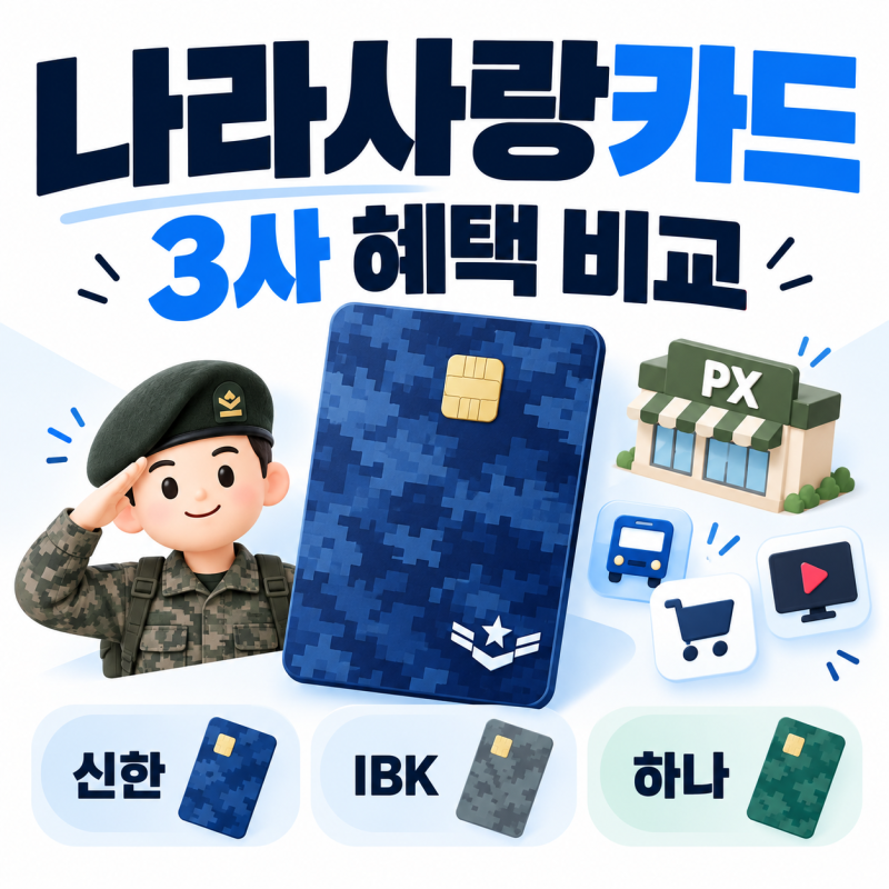나라사랑카드 신한·IBK·하나 어디가 좋을까? PX 50%보다 중요한 조건