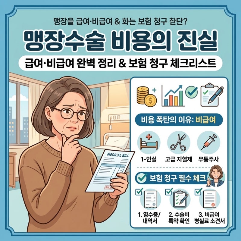 "맹장수술 비용 수백만 원이나 나온다고?" 급여·비급여 차이부터 보험 청구 체크리스트까지 ....