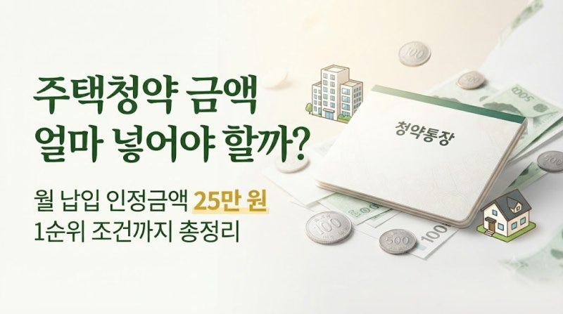 주택청약 금액 얼마 넣어야 할까? 매월 납입 인정 금액부터 1순위 조건까지 총정리