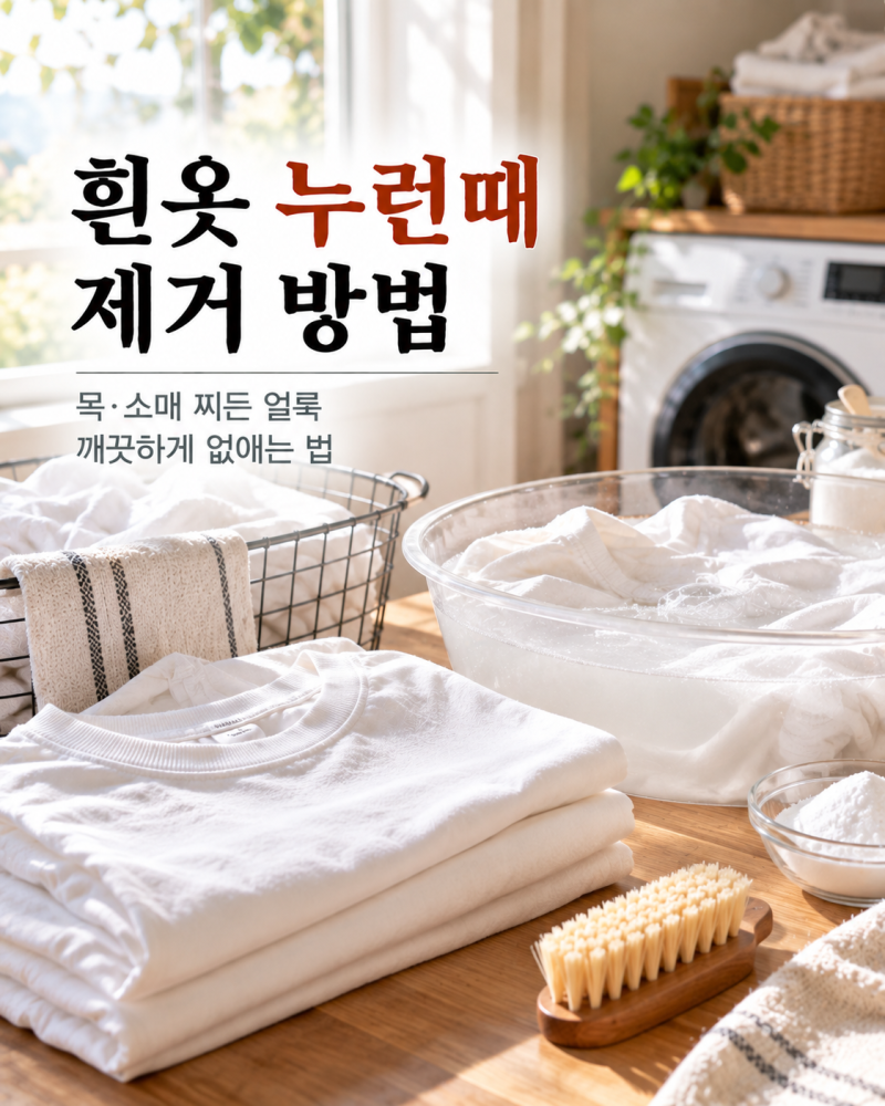 흰옷 누런때 제거 방법｜목·소매 찌든 얼룩 깨끗하게 없애는 법