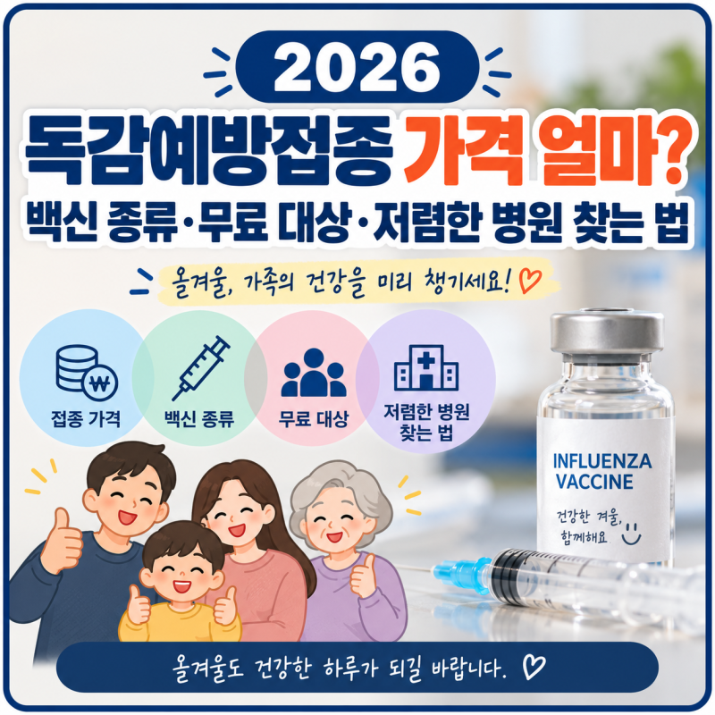 2026 독감예방접종 가격 얼마? 14세까지 무료 확대·저렴한 병원 찾는 법
