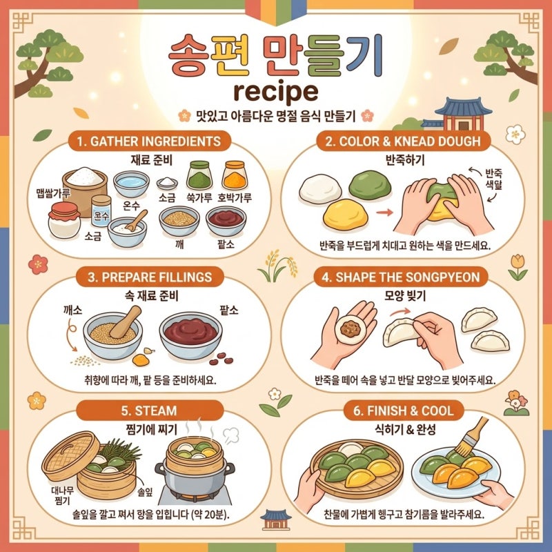 송편 만들기 레시피 쫀득한 반죽부터 깨소까지 맛있게 만드는 방법