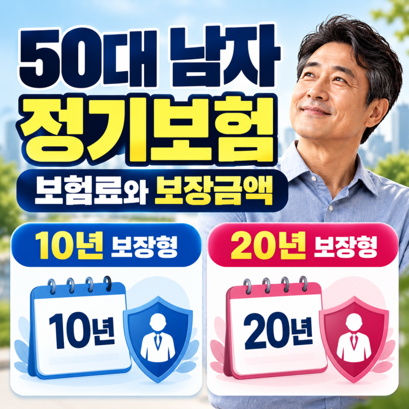 50대남자 정기보험 보험료와 보장금액 사망보장을 저렴하게 가입해 위험을 대비하고 싶을 때....