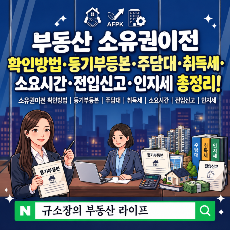 부동산 소유권이전 확인방법·등기부등본·주담대·취득세·소요시간·전입신고·인지세 총정....