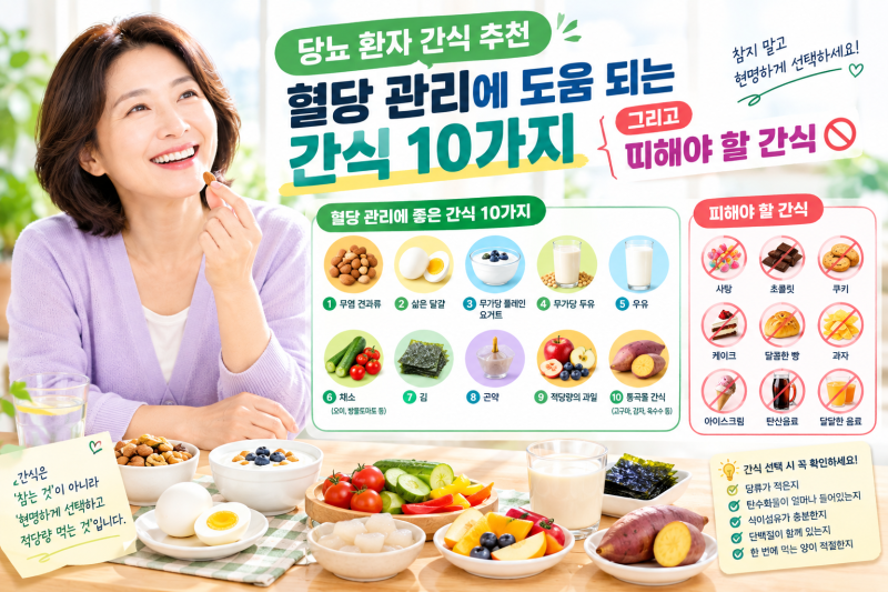 당뇨 환자 간식 추천｜혈당 관리에 도움 되는 간식 10가지와 피해야 할 간식