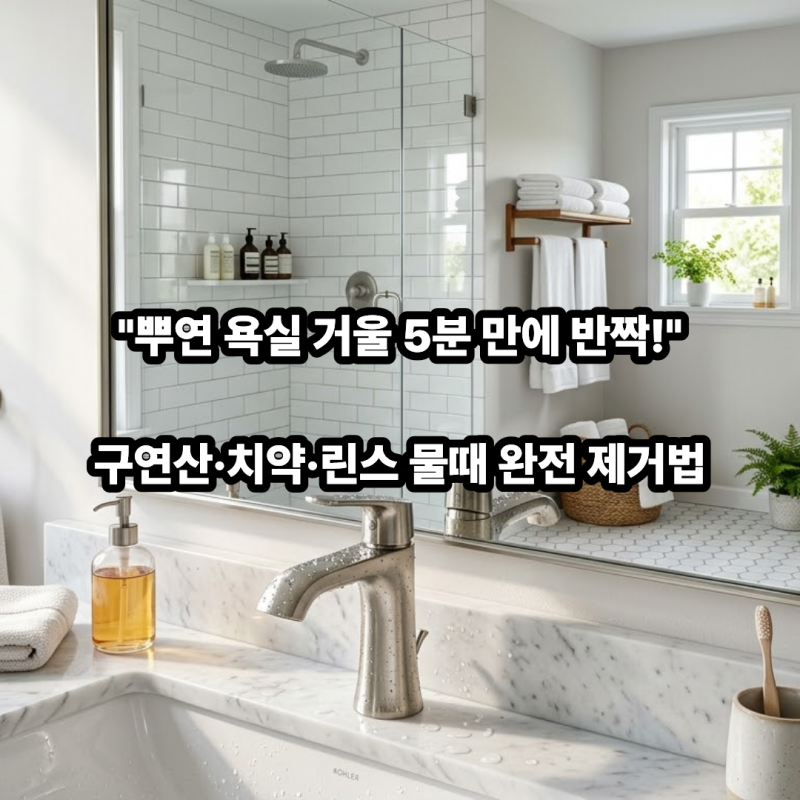 욕실 거울 물때 제거 치약 구연산 린스 5분 만에 뿌연 거울 샤워부스 깨끗하게 만드는 법