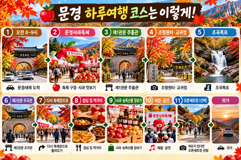 가을 단풍구경과 먹거리를 한 번에 [3편] 문경사과축제·문경새재 가을여행, 일정·주차·코스....