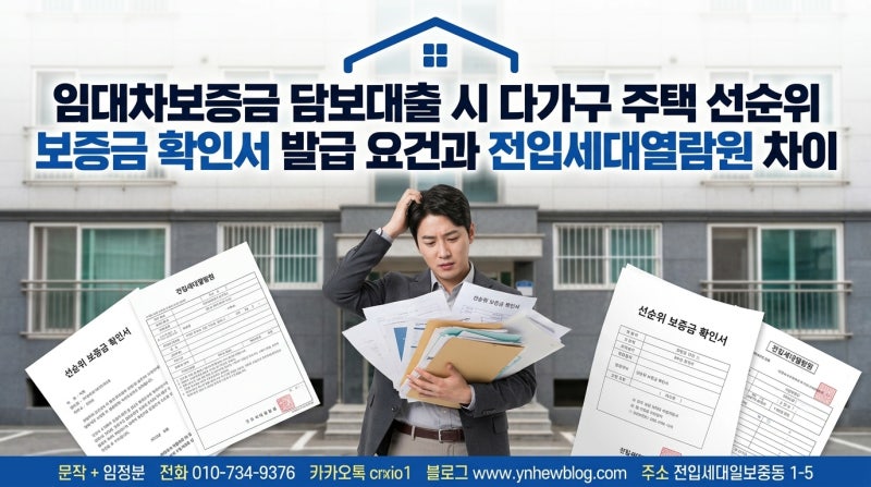 임대차보증금 담보대출 시 다가구 주택 선순위 보증금 확인서 발급 요건과 전입세대열람원 ....