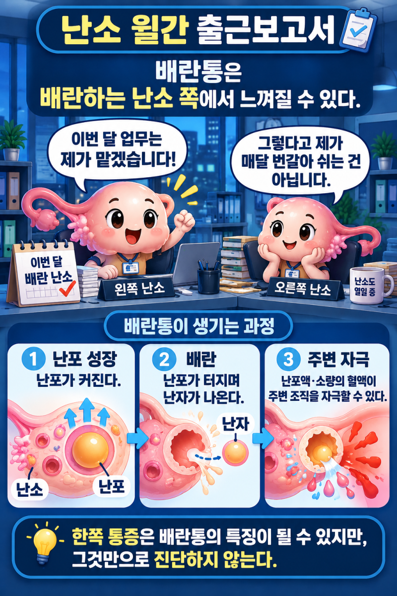 생리도 아닌데 한쪽 아랫배가 아픈 이유는? 배란통 증상과 시기